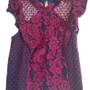 Adelyn Raye Jewel Toned Lace Top NWT